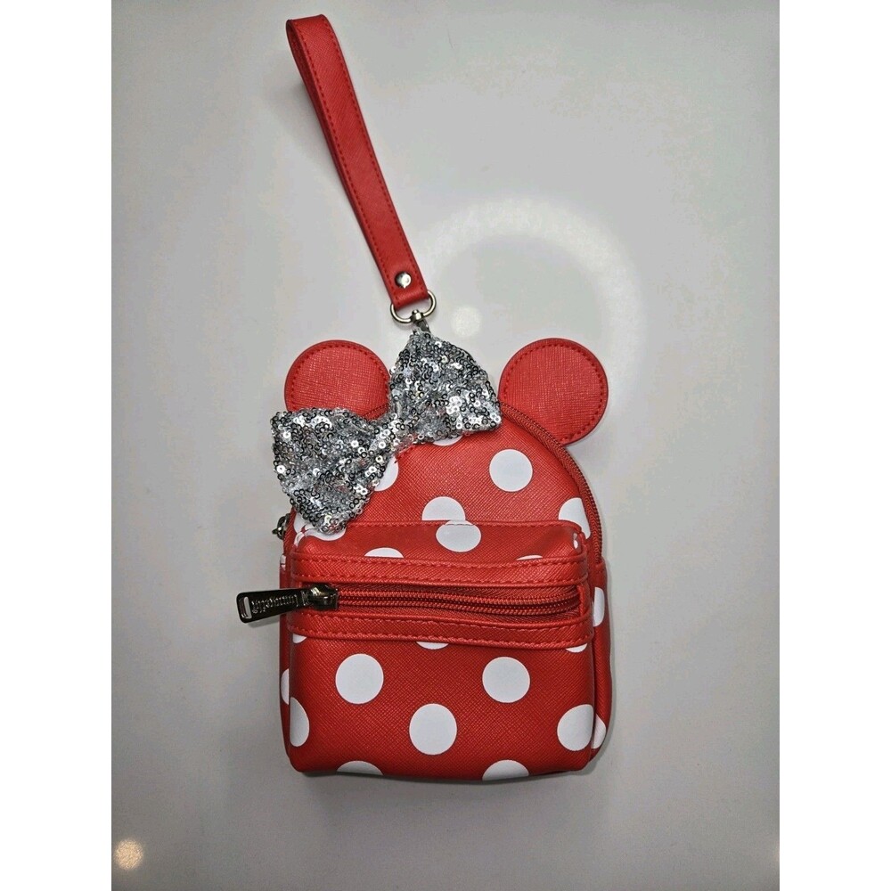 Loungefly Minnie Mouse Red Polka Dot Wristlet Bag Disney Ears Mini Purse